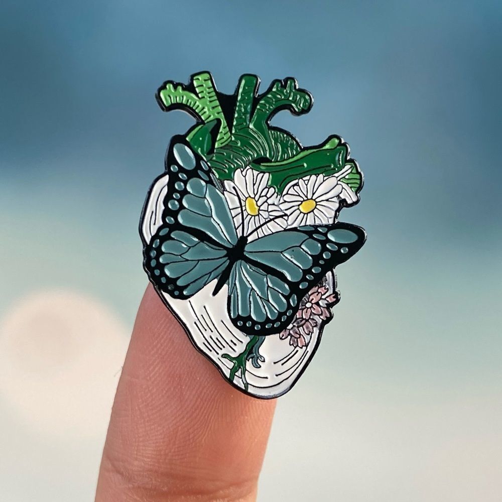 Heart of Flowers & Butterflies Enamel Pin/ Brooch